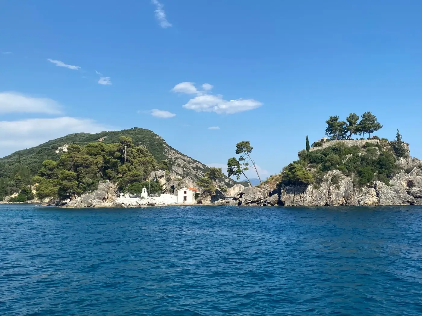 Beautiful view of Panagia and Agios Nikolaos islands off the coast of Parga, Greece.
